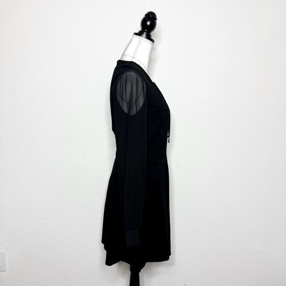 CeCe Women's Black Long Sleeve A-Line Mini Dress with Sheer Sleeves Size 8 - Picture 4 of 10